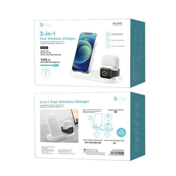 Caricabatteria wireless 3 in 1 - TongDa