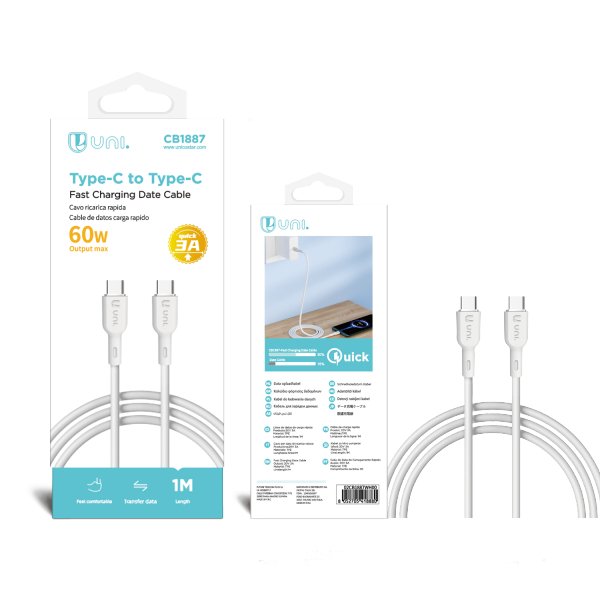 Cavo di ricarica rapida UNI da type - C a type - C 60W 3A - TongDa